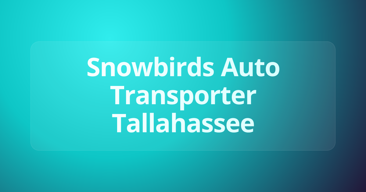 𝗦𝗻𝗼𝘄𝗯𝗶𝗿𝗱𝘀 𝗔𝘂𝘁𝗼 𝗧𝗿𝗮𝗻𝘀𝗽𝗼𝗿𝘁𝗲𝗿 𝗧𝗮𝗹𝗹𝗮𝗵𝗮𝘀𝘀𝗲𝗲