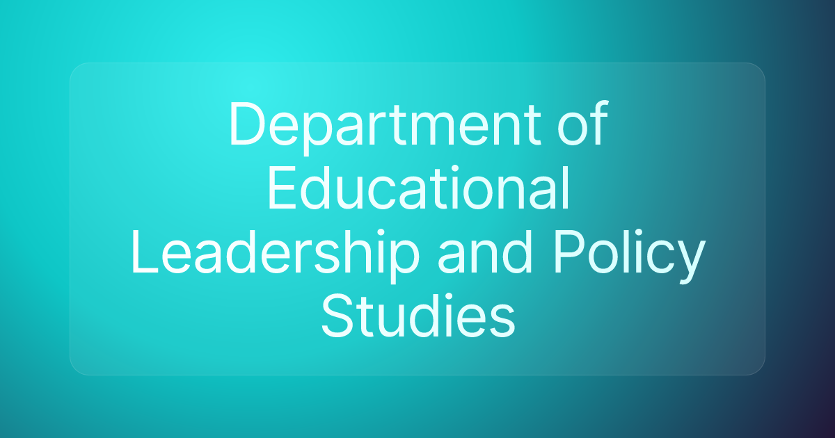 Department of Educational Leadership and Policy Studies