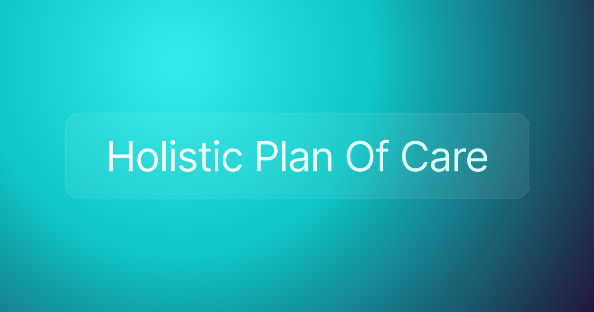 Holistic Plan Of Care