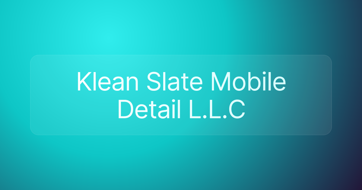 Klean Slate Mobile Detail L.L.C