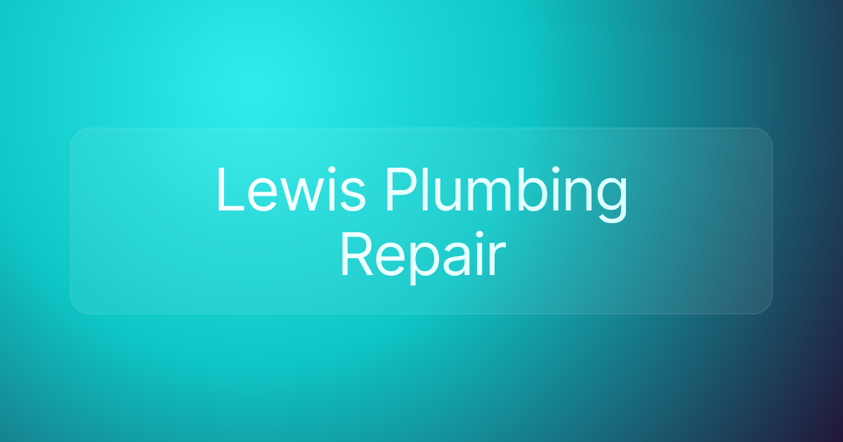 Lewis Plumbing Repair