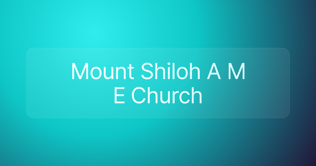 Mount Shiloh A M E ﻿Church