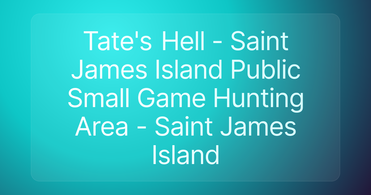 Tate's Hell - Saint James Island Public Small Game Hunting Area - Saint James Island