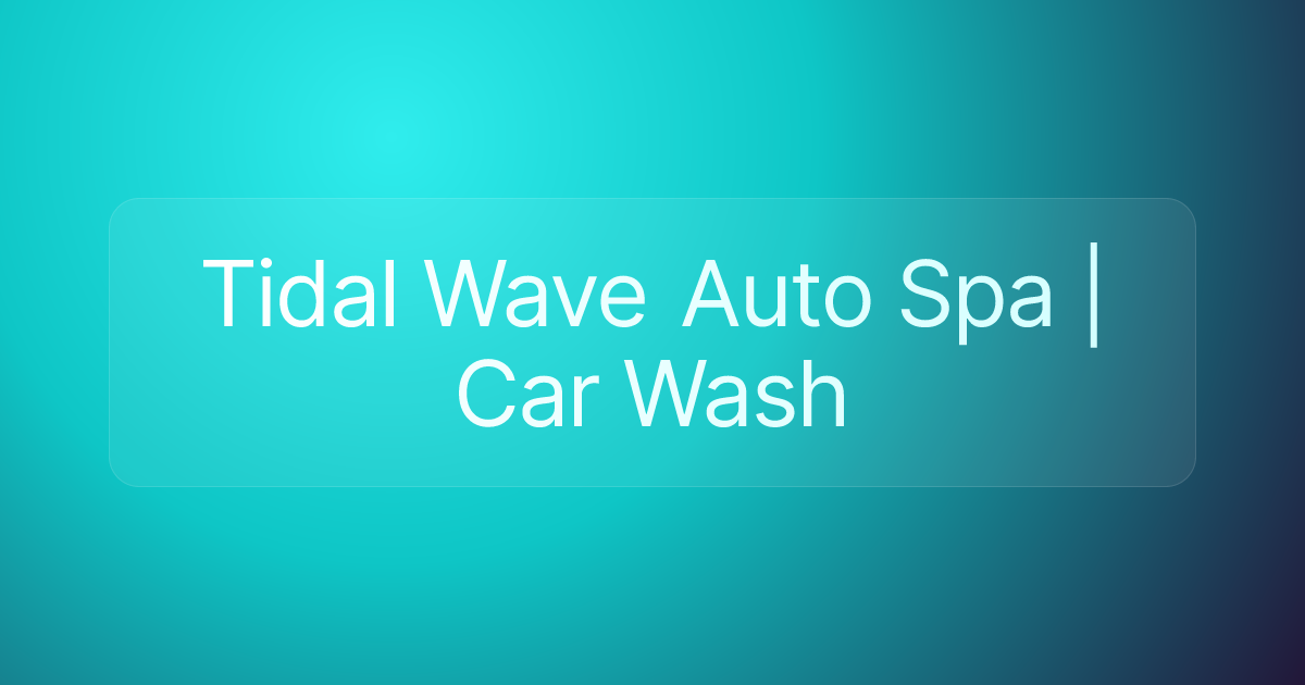 Tidal Wave Auto Spa | Car Wash